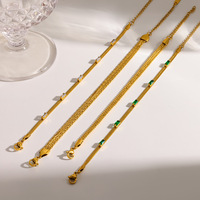 Bracelet Chaîne Serpent Doré Tendance pour Femme en Acier Inoxydable avec Breloque Géométrique en Zircon Coloré, Bijou Étanche et Inaltérable TGSL5769
