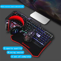 Kit de Juego OEM, Combo de Teclado y Ratón, Auriculares para Juegos, Alfombrilla para Ratón, RGB 4 en 1, Teclado para Juegos con Retroiluminación LED USB con Cable