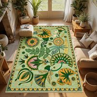 Alfombra Lavable Estilo Boho Floral, Alfombra Antideslizante para Sala de Estar, Alfombra Colorida para Comedor, Cocina, Entrada, Dormitorio