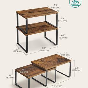 Multi-Purpose 2 Level Stacking <strong>Small</strong> Wood Storage <strong>Shelf</strong> for <strong>Kitchen</strong> Bedroom Office - Product Image 3