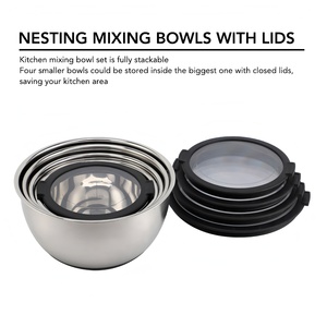 Trộn bát với colander thiết lập nhiều kích cỡ Màu sắc bán buôn tùy chỉnh thép không gỉ trộn bát salad <span class=keywords><strong>Bowl</strong></span> - Product Image 3