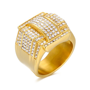 Anelli Gotici alla Moda in Acciaio Inossidabile 316 Placcato Oro 18k <span class=keywords><strong>con</strong></span> Zirconia, Gioielli da Matrimonio per Uomo - Product Image 4