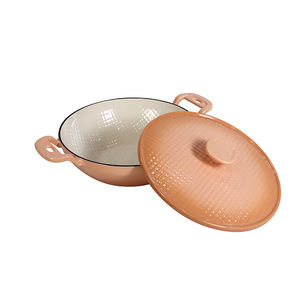 Venta al por mayor de 10,5 pulgadas de hierro fundido <span class=keywords><strong>universal</strong></span> esmalte Binaural <span class=keywords><strong>Wok</strong></span> estofado Pan - Product Image 3