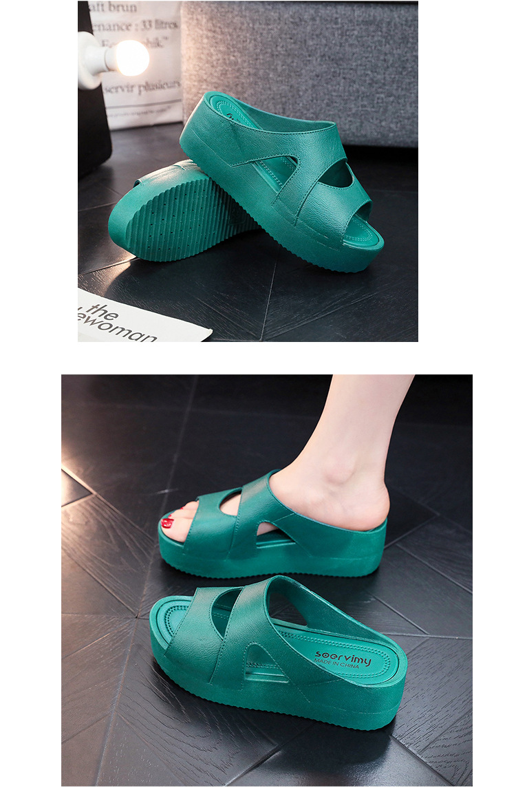 High Heel Slippers Women Summer Thick Home Wedged PVC Anti-slip Slides Sandals Ladies