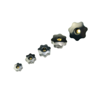 Poignée étoile noire brillante en bakélite, laiton et phénol, filetée, réglable, pour applications industrielles, mécaniques et d'ingénierie