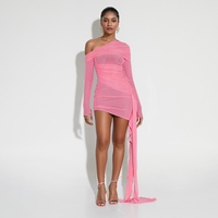 Robe unie douce et tendance à manches longues, style sexy, teinte unie, pour le printemps – Vente directe fabricant