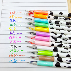 Bolígrafo de Gel con Diamantes de 12 Colores, Diseño de Vaca <span class=keywords><strong>Lechera</strong></span>, 0.5mm, Bolígrafo de Rodillo de Colores para Estudiantes, Bolígrafo para Firmar - Product Image 1