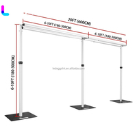 Kit de structure tubulaire robuste LEDA 12ftx12ft pour rideaux et tentures, support de toile de fond réglable