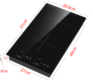 Placa de Inducción Portátil de 3000W con Dos Quemadores, Cocina de Inducción de Baja Potencia - Product Image 3