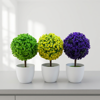 Plante artificielle moderne en forme de boule, plante en plastique, plante artificielle ronde en pot, simulation de verdure pour la décoration de la maison, du bureau, ornement