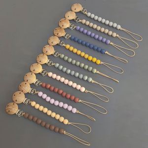 Beech Wood Clip Pacifier Chain New Anti-Drop <b>Silicone</b> <b>Beads</b> Soothing Baby Product - Product Image 4