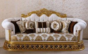 Canapé trois places, collection Royal Living Room, fabriqué en teck, structure robuste et assise rembourrée confortable - Product Image 2