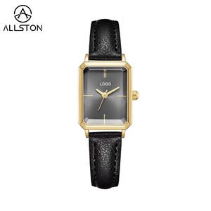 Livraison rapide, montre à <span class=keywords><strong>quartz</strong></span> en cuir de luxe, style minimaliste, petite montre carrée dorée rétro, bracelet en cuir, logo personnalisé, mode féminine - Product Image 5