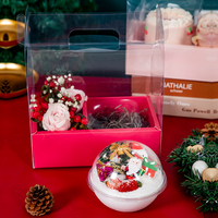 Cajas de flores de plástico transparente reciclables personalizadas de lujo con mango plegable y relieve para regalos de San Valentín de sushi
