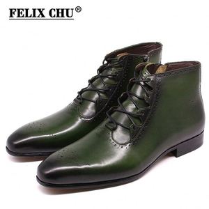 Designer High-Heeled Leather Lace-Up Waterproof Dress Shoes-Luxurious Pointed-Toe Ankle <b>Boots</b> for Men Autumn/Winter/Summer - Product Image 3