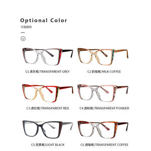 Montures de lunettes transparentes œil de chat en TR90 et métal, protection intégrale contre la lumière bleue et les UV, unisexe, verres en acétate, origine Taizhou - Product Image 1