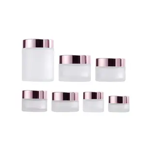 50g Glass Bottles Cosmetic Container Packaging Empty Glass Cosmetic Jar With Rose Gold Lid