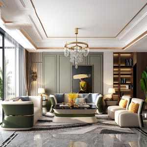 Ensemble de Canapés en Cuir Italien de Luxe, Haut de Gamme, Style Européen, Forme en L Carrée pour Grand Salon de Maison de Maître - Product Image 4