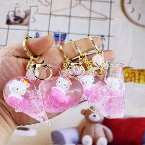 Nouveau créatif mignon flottant liquide porte-clés pour sac voiture acrylique porte-clés dessin animé Hello Kitty Couple liquide porte-clés - Product Image 2