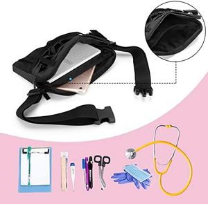 Riñonera Negra para Enfermeras, Bolsillos para Equipo Médico, Bolsa de Cintura, Cinturón de Herramientas, Cierre de Cremallera, Impermeable, para Estetoscopios, Tijeras y Vendajes - Product Image 3