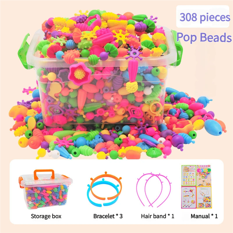 Perles à clipser 308 - Boîte, 1 serre-tête, 3 bracelets