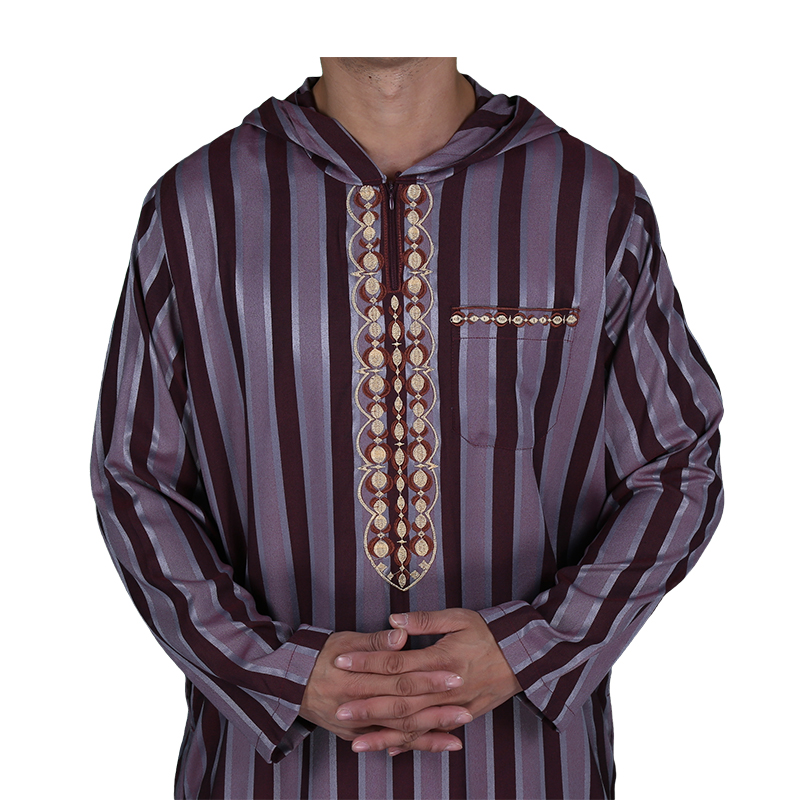 モロッコフード付きThobe売れ筋モロッコ男性服刺繍カフタンパーカー