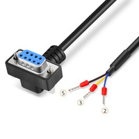 Câble industriel DB9 mâle coudé à 90 degrés vers DB9 femelle 3 fils RS232 avec borne de dérivation