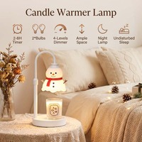 Lampe chauffe-bougie Bonhomme de neige de Noël à hauteur réglable, Lampe à fond de cire sans flamme pour aromathérapie, Idéal comme cadeau de fêtes