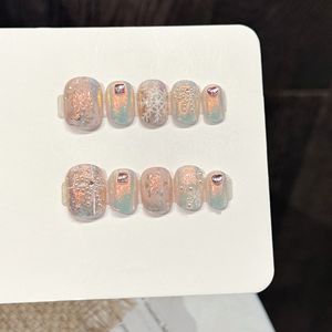 Nouvelle Collection de <span class=keywords><strong>Faux</strong></span> <span class=keywords><strong>Ongles</strong></span> 100% Faits Main, Design de Luxe avec Diamants, Formes Ballerine, French, Cercueil, Amande, à Presser, Couverture Complète pour Doigts, <span class=keywords><strong>Prix</strong></span> Usine - Product Image 4