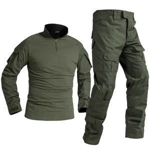 Completo Tattico Mimetico da Uomo con Maglia con Zip a 1/4 e Pantaloni Rip-Stop per Addestramento al Combattimento all'Aperto e Caccia - Product Image 1