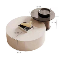 Table basse ronde moderne en vente flash, design luxueux, ensemble noir et blanc, table basse pour salon
