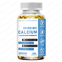 Capsules molles de Calcium D3 K2 B12, 60 unités, 2000 mg par portion, avec Glucosamine Chondroïtine pour soutenir les os, les dents, les articulations, le système immunitaire et les nerfs