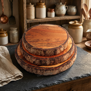 Plato base de madera de acacia, reutilizable, apto para lavavajillas, de grado comercial, con acabado aceitado, diseño sólido, para mesa. - Product Image 2