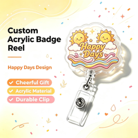 Porte-badge rétractable personnalisé avec logo, support de badge en acrylique, clip crocodile pivotant, impression UV, gravure laser, pour employé de bureau
