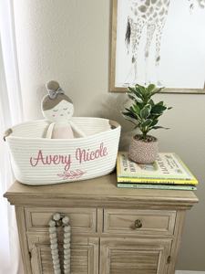 Canasta de Regalo para Bebé Niña, Diseño Nuevo y Popular, Canasta de Regalo <span class=keywords><strong>Personalizada</strong></span> <span class=keywords><strong>con</strong></span> <span class=keywords><strong>Nombre</strong></span> para Baby Shower, Ideal para Recién Nacidos - Product Image 3