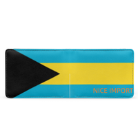Dompet Kulit Bendera Bahamas untuk Pria, Dompet Lipat Dua Kapasitas Ekstra dengan Jendela ID, Dompet Tipis dengan Banyak Slot Kartu