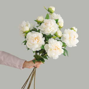 Flores de peonía de seda de un solo <span class=keywords><strong>tallo</strong></span> <span class=keywords><strong>con</strong></span> 2 cabezas M119, peonías al por mayor para decoración de bodas, flor artificial de peonía - Product Image 3