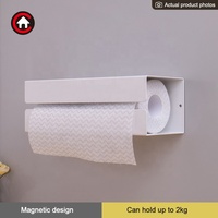 Porte-serviettes en papier magnétique, boîte de rangement murale, porte-serviettes de cuisine, sans perçage, organisateur de rangement