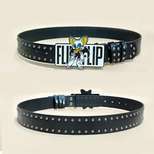 Cinturón Unisex de Diseño de Alta Gama con Hebilla de Cobre con Diseño de Gato de Dibujos Animados, Estilo Gótico Y2K, con Remaches Negros, Accesorio Punk para <span class=keywords><strong>Hombre</strong></span> y Mujer - Product Image 2