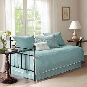 DB 6-Piece Reversible Blue <b>Daybed</b> <b>Cover</b> Set Stylish Bedding for Comfort and Style - Product Image 1