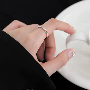 S925 Sterling Silver Twisted Chain <b>Ring</b> <b>Adjustable</b> Opening Index Finger Unisex Everyday Wear Jewelry - Product Image 3