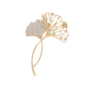 Broche de Hoja de Ginkgo para Mujer, Aleación de Zinc con Incrustaciones de Circonio, Accesorio de Regalo, Corsage de Moda - Product Image 5