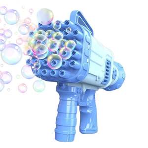 Pistola de burbujas automática divertida, máquina de burbujas de 32 agujeros para exterior con luz, cohete de Gatling