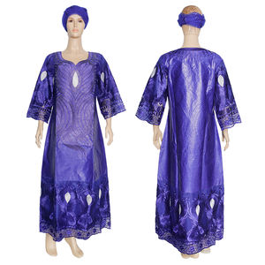 H & D Robes africaines pour femmes Vêtements traditionnels nigérians Ankara <span class=keywords><strong>Bazin</strong></span> Maxi Robes <span class=keywords><strong>Boubou</strong></span> avec turban pour mariage - Product Image 5