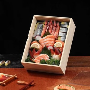 <b>Disposable</b> Wooden Sushi Packaging Box Paulownia Rectangle Food Grade Gift Box For Sashimi Salmon <b>Platter</b> Takeaway - Product Image 3