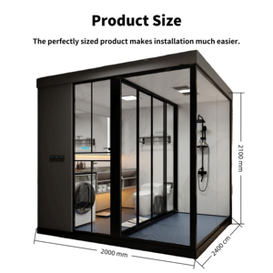 Module de salle de bain préfabriqué moderne YEETE, douche intégrée, toilettes, lavabo, certifié CE, verre 8 mm, étanche, hôtel, appartement - Product Image 2
