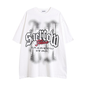 Camiseta de gran tamaño lisa de peso pesado personalizada Vintage lavada de algodón con logotipo de impresión para hombres - Product Image 5