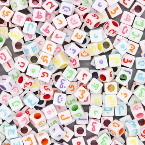 Bán sỉ 6x6mm 500g vuông Cube màu trẻ em tự làm thư đối với trang sức làm phụ nữ tay vòng đeo tay làm bảng chữ cái hạt - Product Image 3