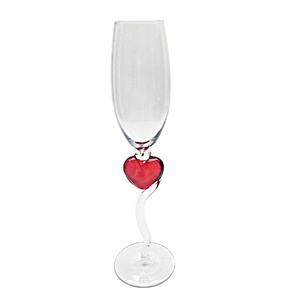 Tazza di <span class=keywords><strong>vetro</strong></span> trasparente Verde red swirl stelo rosso cuore staminali bicchiere di Vino calice - Product Image 3