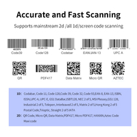 Lecteur de codes à barres QR multifonction Lecteur de codes à barres mobile Scanner 2D de bureau de données en temps réel